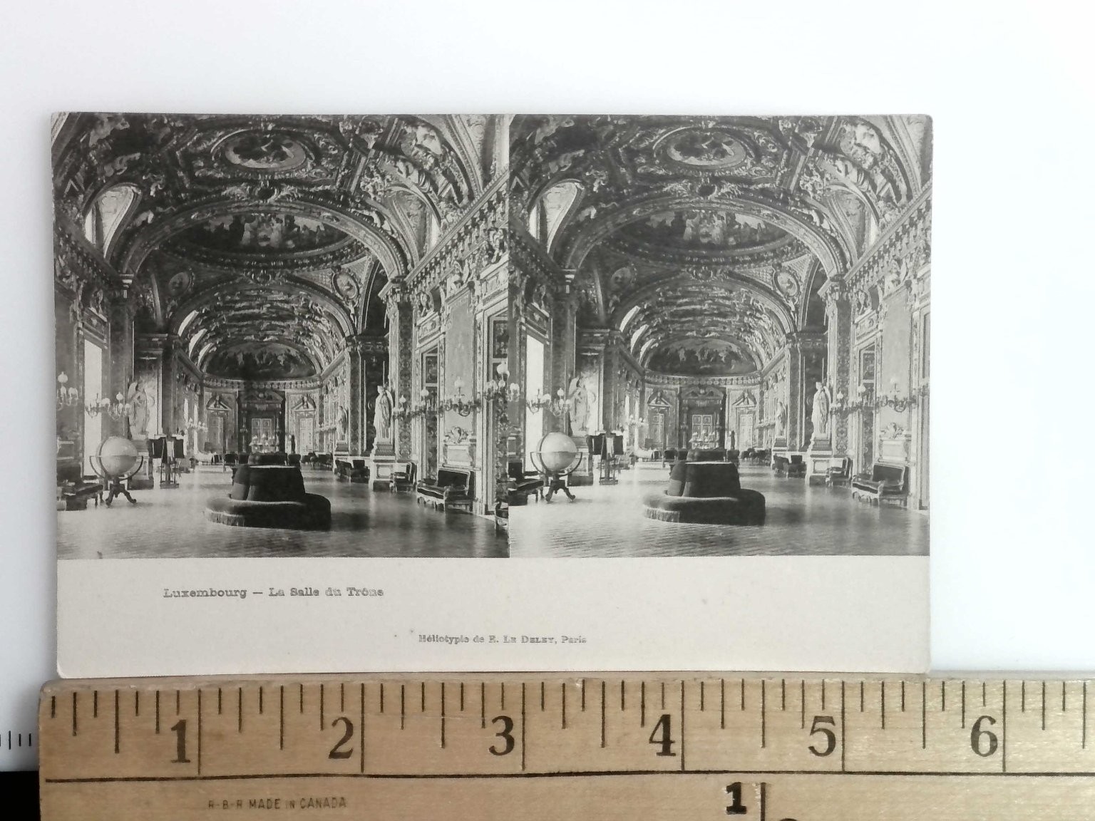 Luxembourg La Salle du Trône Stereoview E. Le Deley Paris Héliotypie 1905