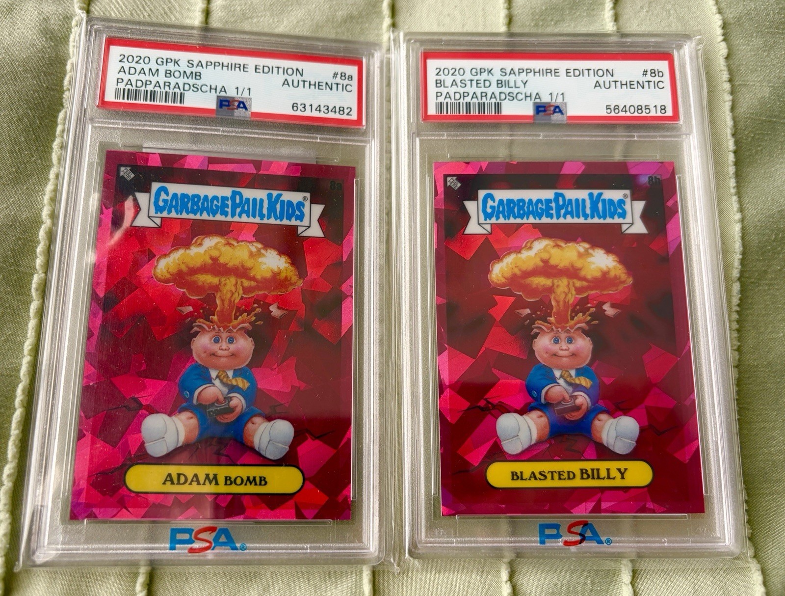 HOLY GRAIL 1/1 PADPARADSCHA Adam Bomb & Blasted Billy Garbage Pail Kids Sapphire