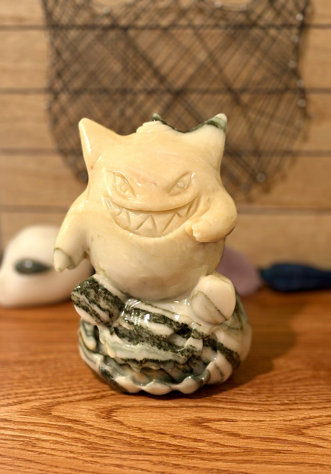 MSG for deals(: Pokemon Gengar crystal carving yellow&green jade. 