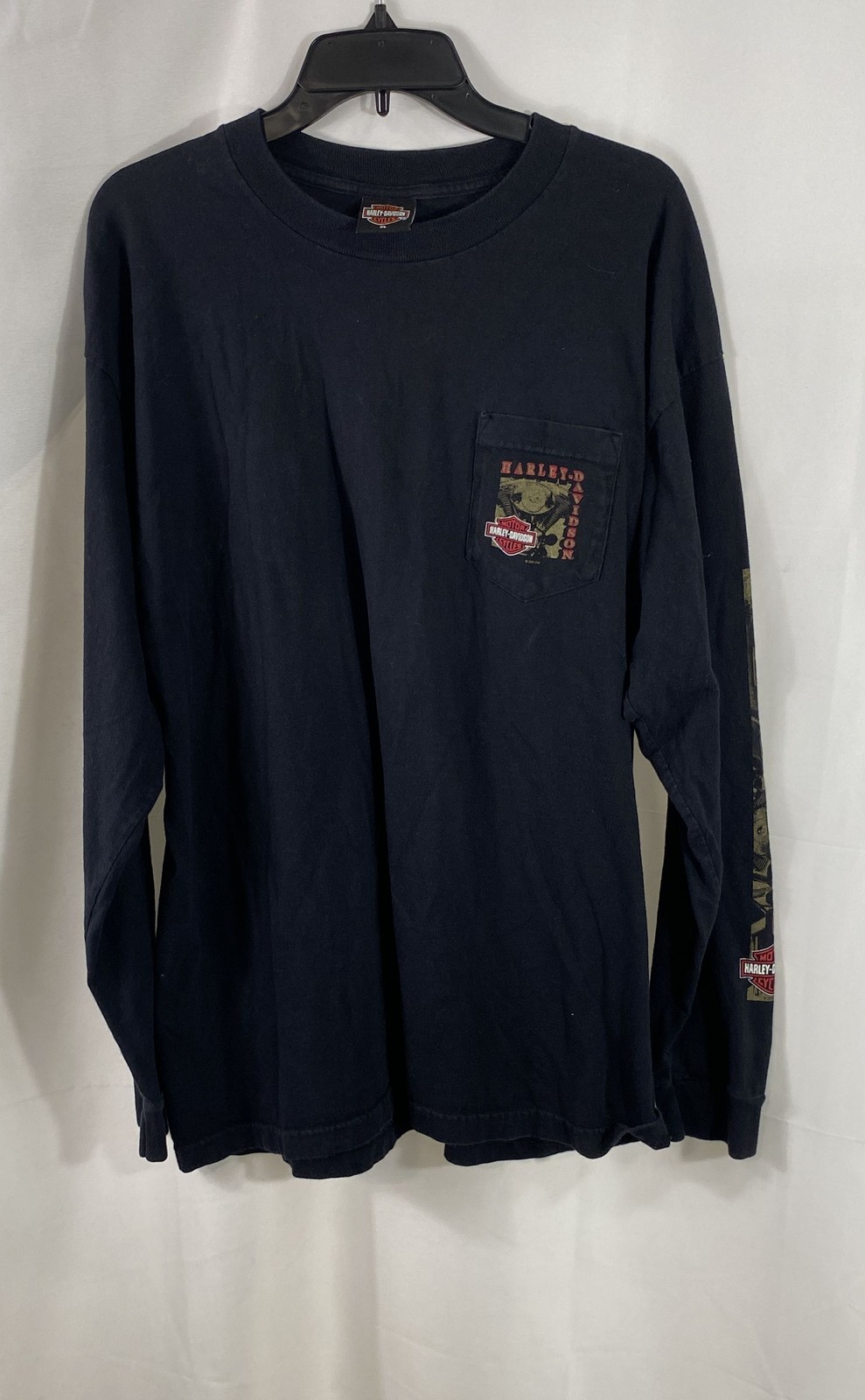Vintage 2005 Harley-Davidson Detroit Michigan Eagle Pocket Long Sleeve Sz XL