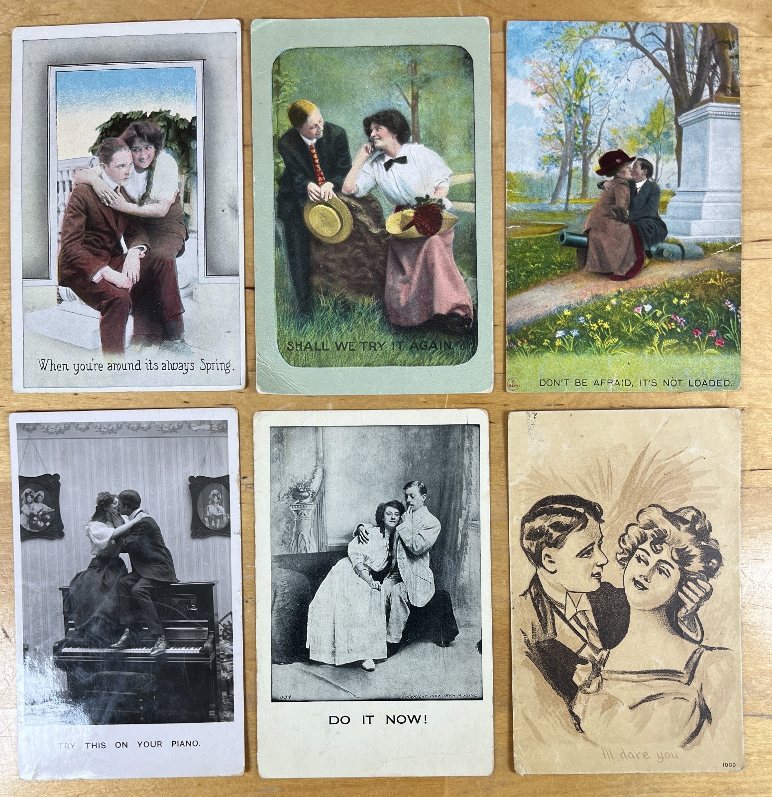 6 Vintage Romantic Photo Art Cartoon Postcards Bamforth Anglo Life Lovers Series