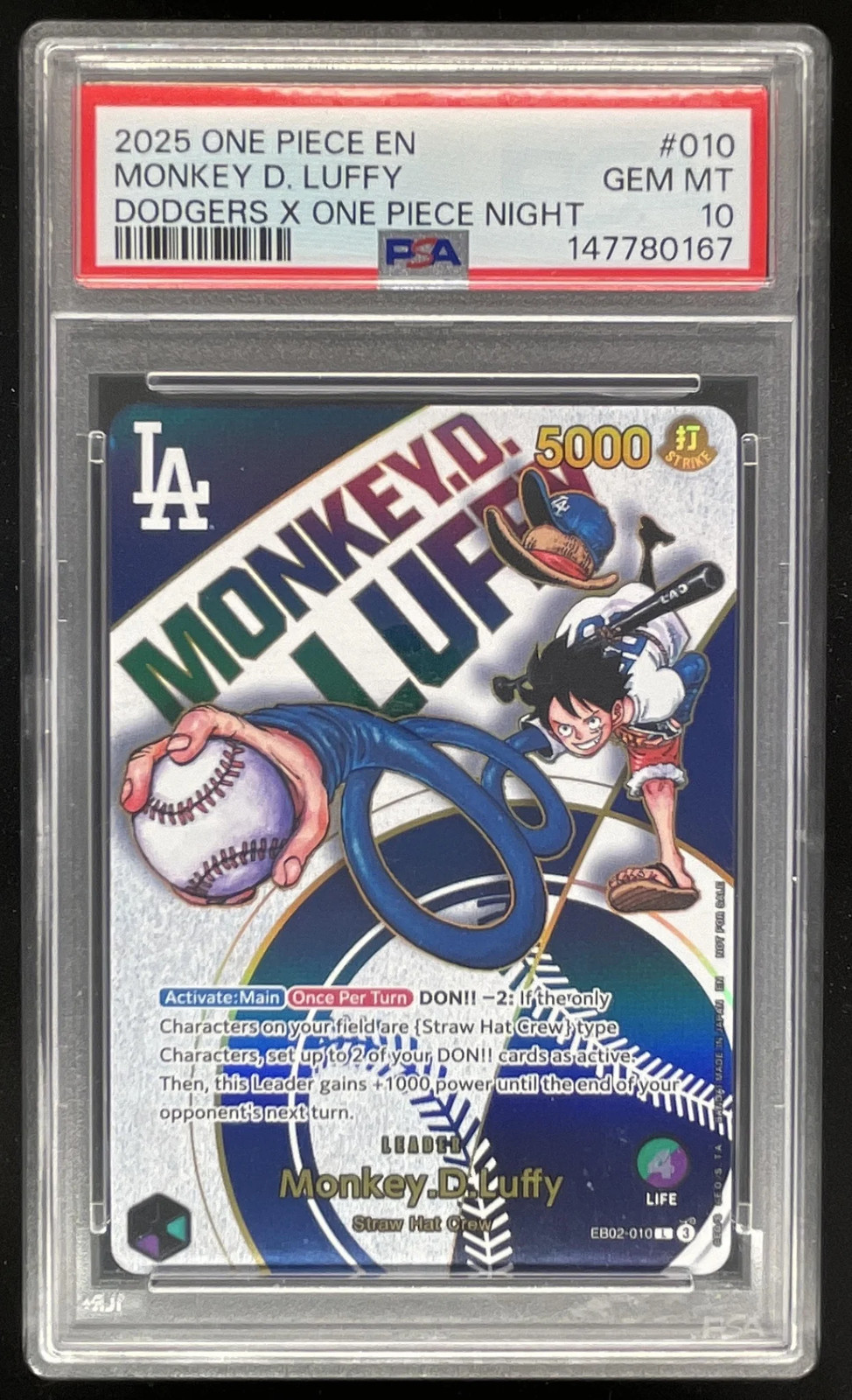 2025 One Piece Anime 25th Collection #EB02-010 Monkey D. Luffy Leader PSA 10