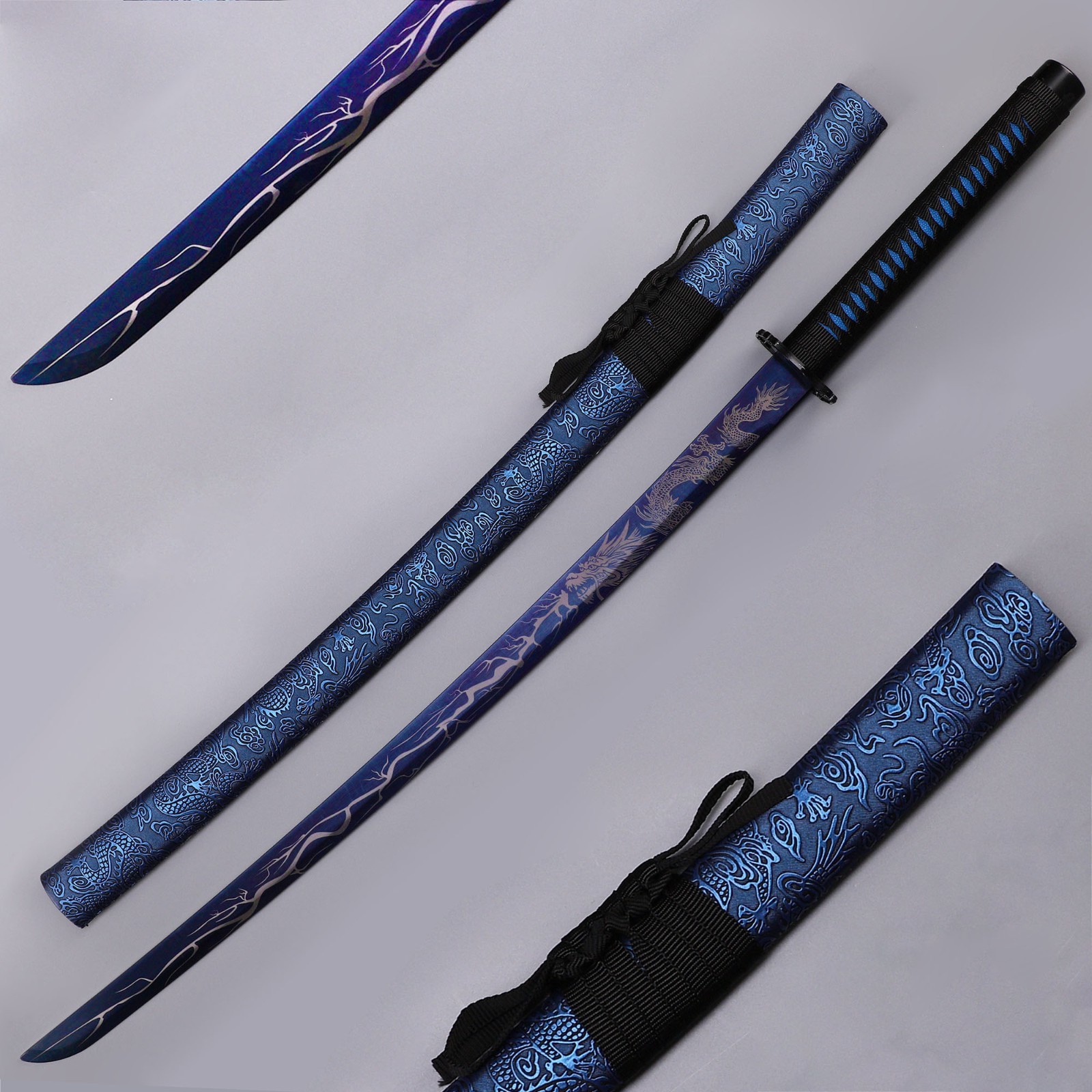 Blue Blade Lightning Dragon Katana, Handmade Katana, Japanese Samurai Sword