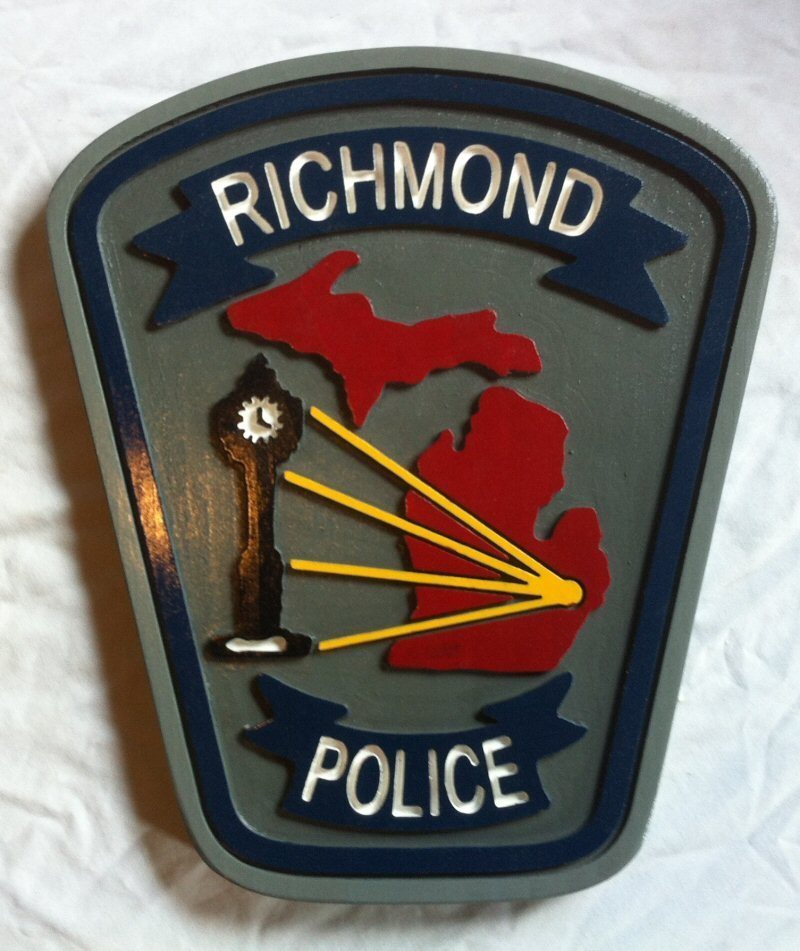 Police Department Richmond 3D routed plaque wood  patch Sign Custom 