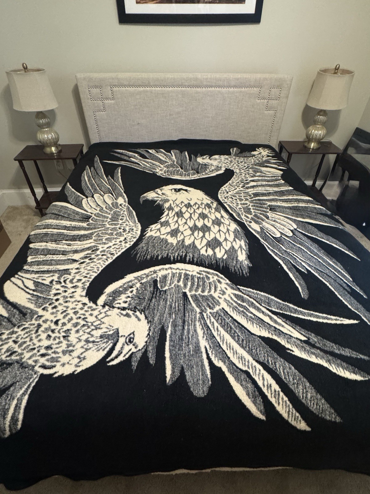 Vtg Eagle Blanket 72”x92\