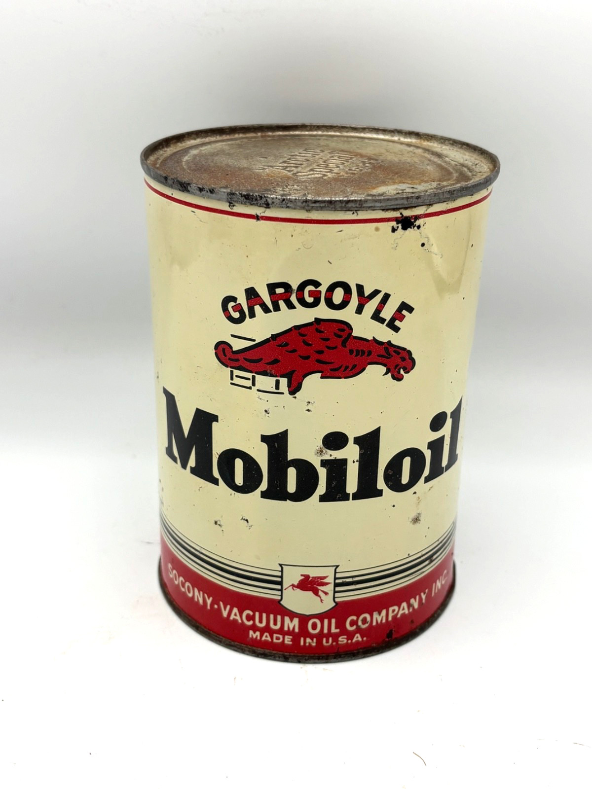 Vintage Mobil Oil Gargoyle Arctic Special 1 Quart Socony Can Gas Advertising