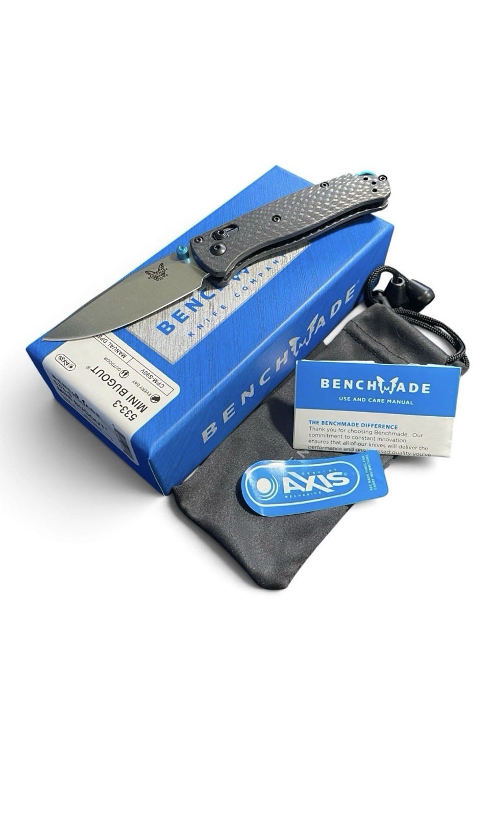 Benchmade 533-3 Mini Bugout S90V Carbon Fiber AXIS Satin Plain Edge EDC Knife
