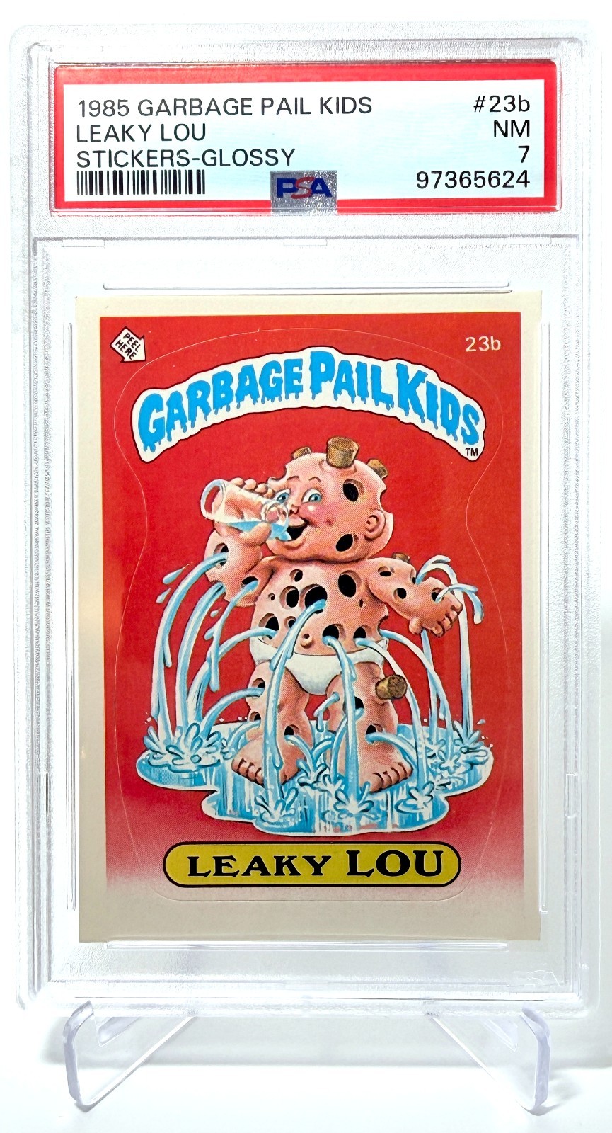 1985 Topps Garbage Pail Kids Series 1 - #23b Leaky Lou - PSA 7 NM