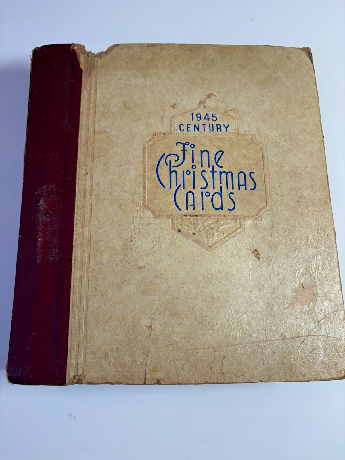 Vintage 1940s-50s Christmas Card Album 213 Cards Scrapbook Mid Century Ephemera