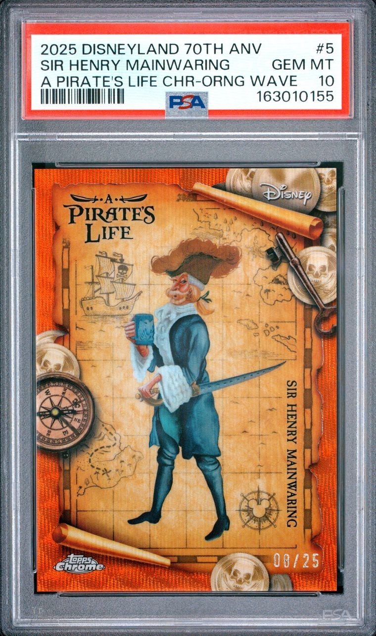 2025 Topps Disneyland Sir Henry Mainwaring POTC-5 /25 Orange Pop 1 PSA 10