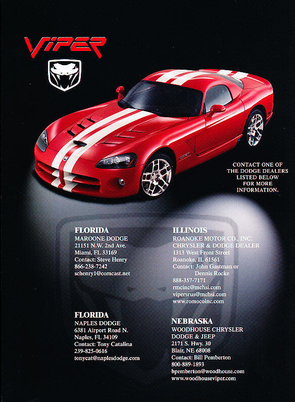 2007 Dodge Viper GTS coupe - red -  Classic Vintage Advertisement Ad D10