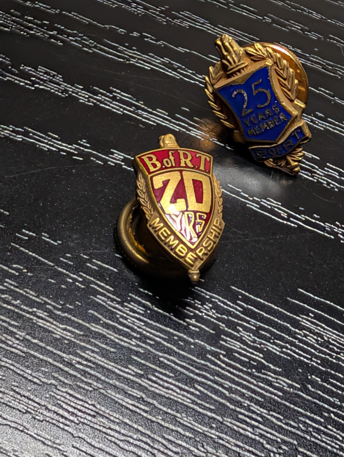 VINTAGE BROTHERHOOD OF RAILROAD TRAINMEN AWARD PINS 20 YEAR, 25 YEAR Lot
