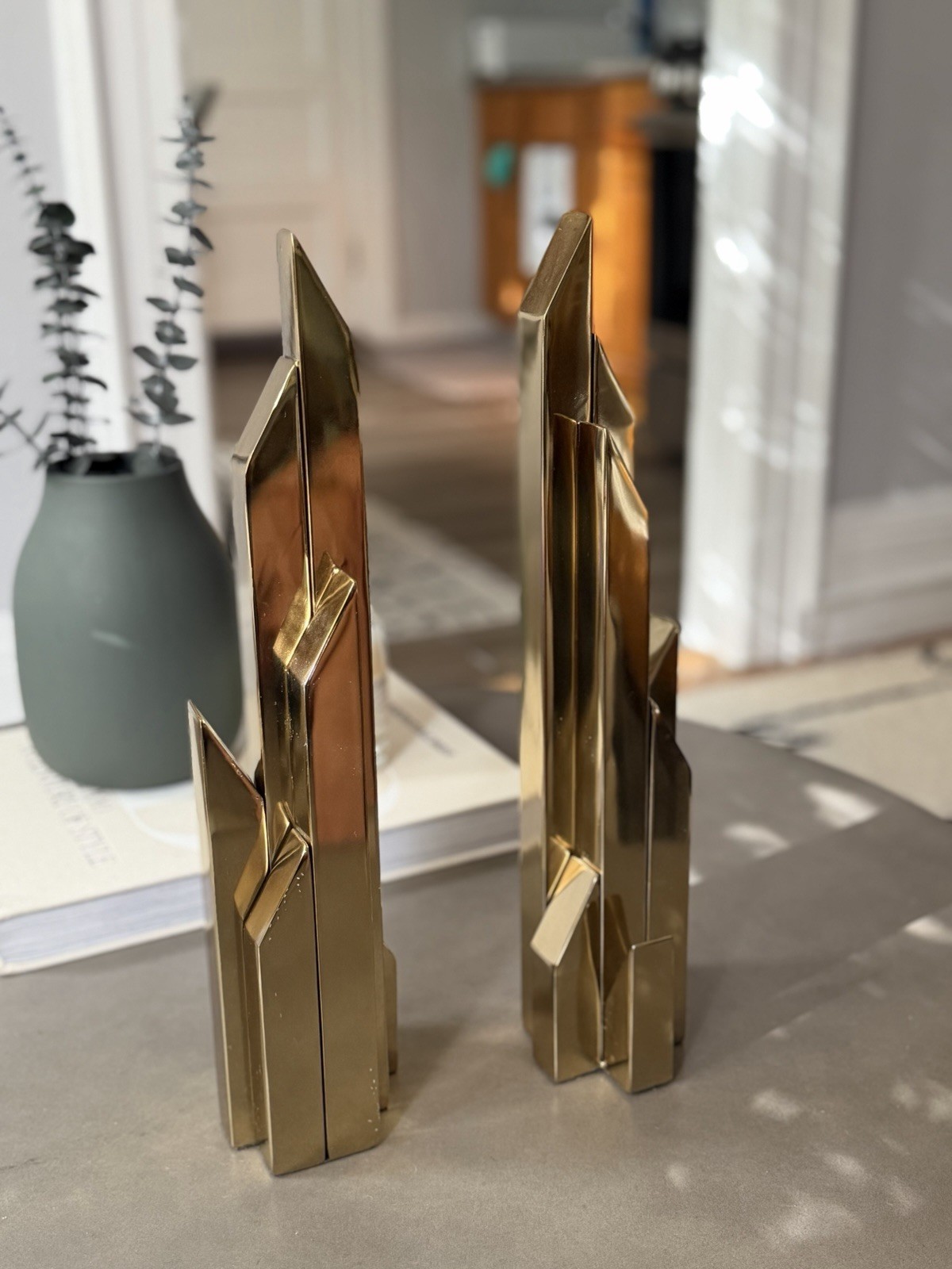 West Elm Gold Abstract Art Deco-style Sculpture/Bookends Pair (set of 2)