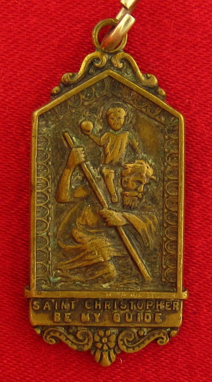 Vintage SAINT CHRISTOPHER Medal I AM A CATHOLIC NOTIFY A PRIEST Religious Medal