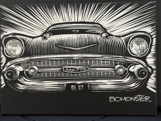 VRHTF RARE VTG ORIGINAL BOMONSTER SCRATCH BOARD ARTIST ORIGINAL SCRATCH 5
