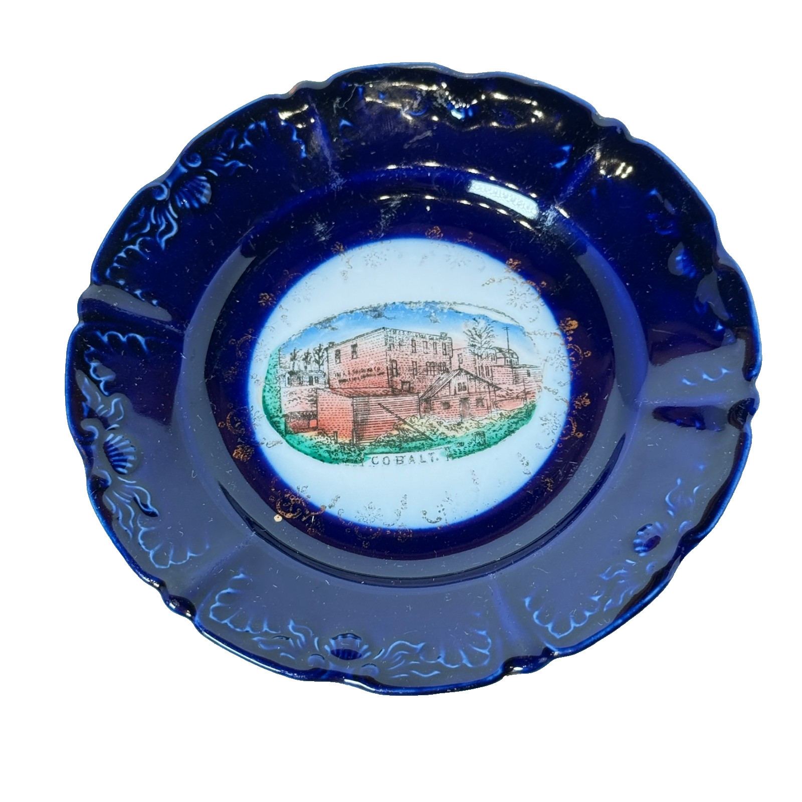 COBALT BLUE ONTARIO CANADA Souvenir China TRINKET DISH PLATE