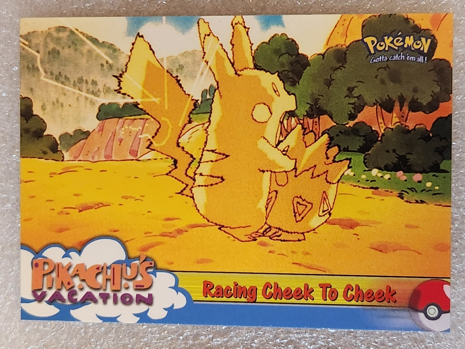 #48 RACING CHEEK TO 1999 Topps Pokemon Movie BLACK LOGO PIKACHU' VACATION TOGEPI