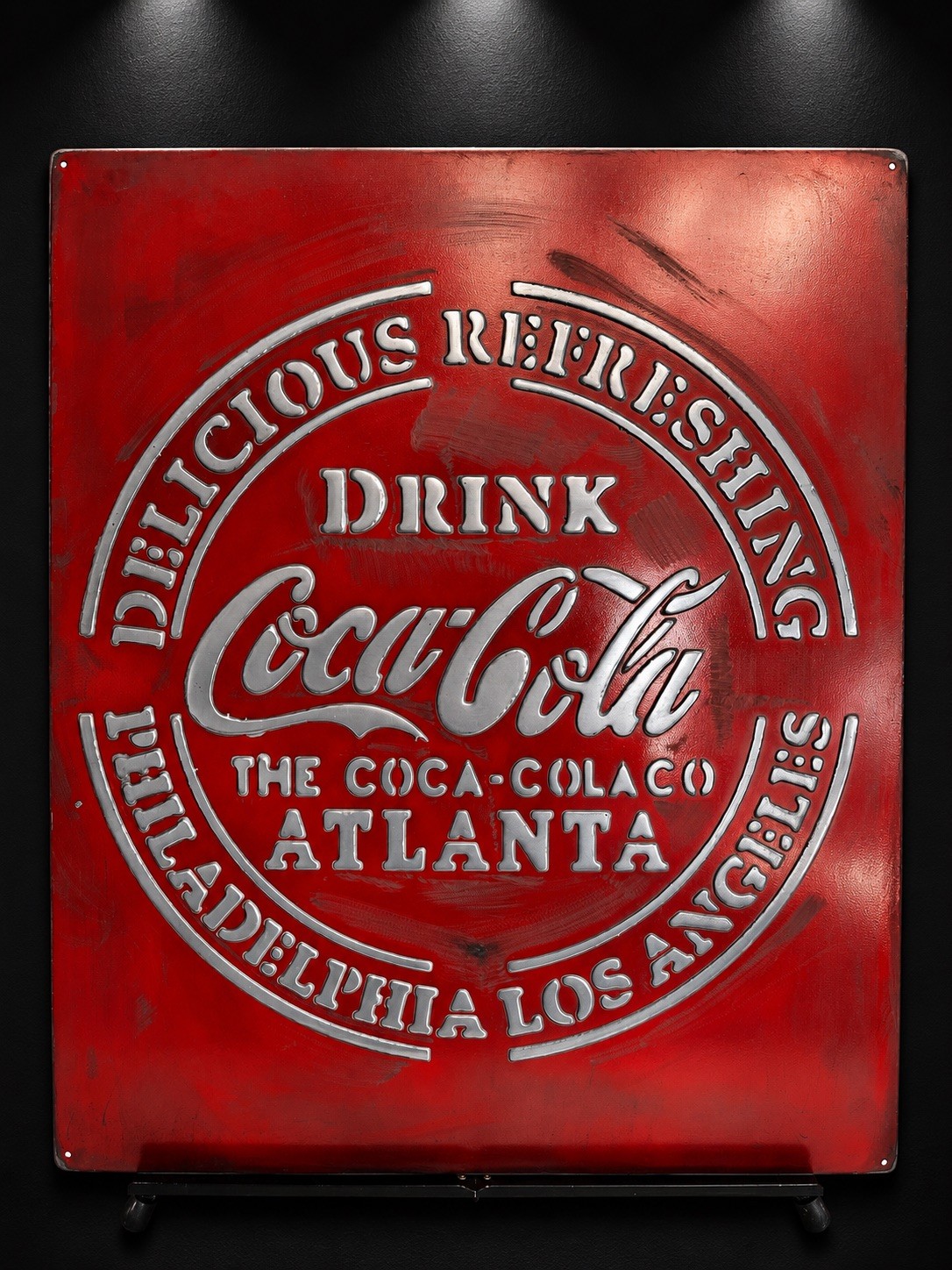 Coca Cola Garage Sign 20x24” Hand Cast Aluminum Relief Metal Wall Art