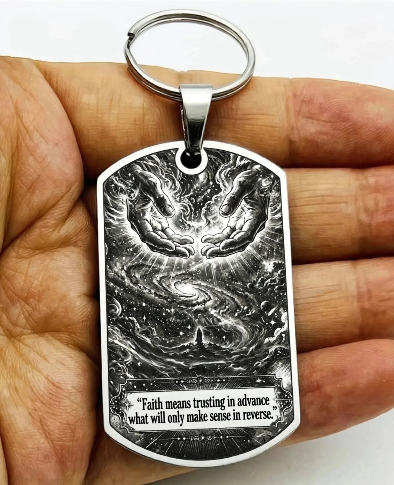 God Lord Jesus Philip Yancey Faith means believing in advance Stainless Keychain