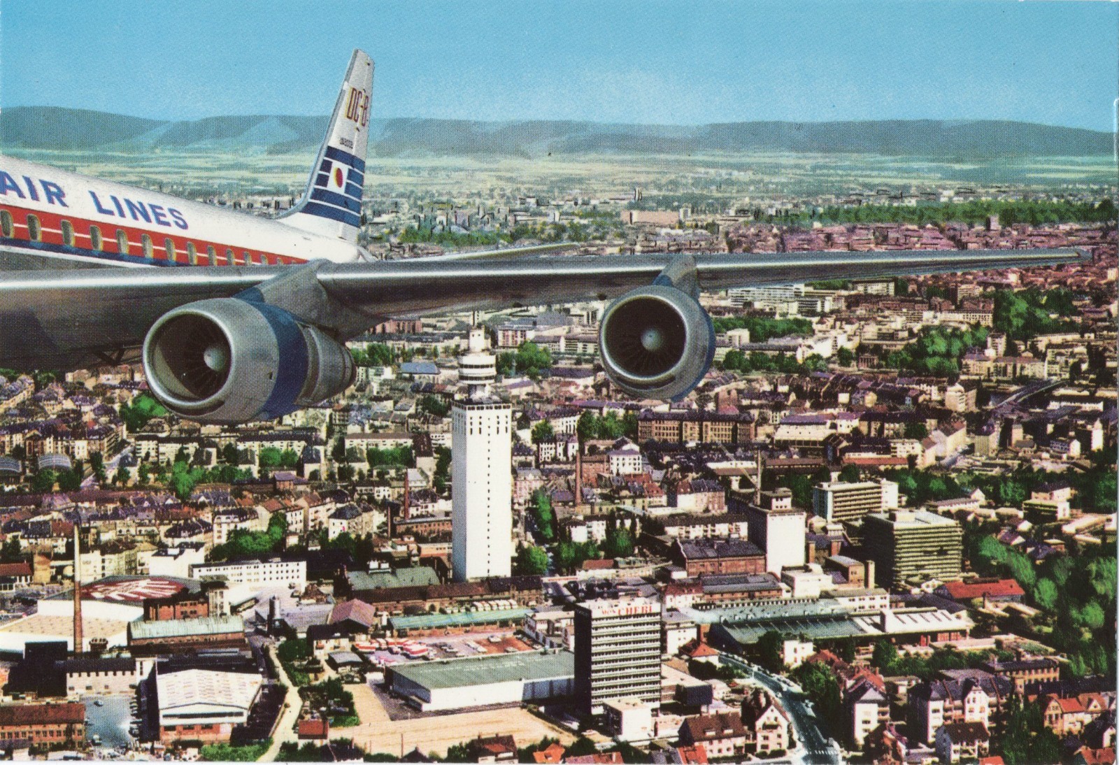 AK, FRANKFURT, AERIAL VIEW, AIRCRAFT, HENNINGER TOWER, SACHSENHAUSEN, FRANKFURT