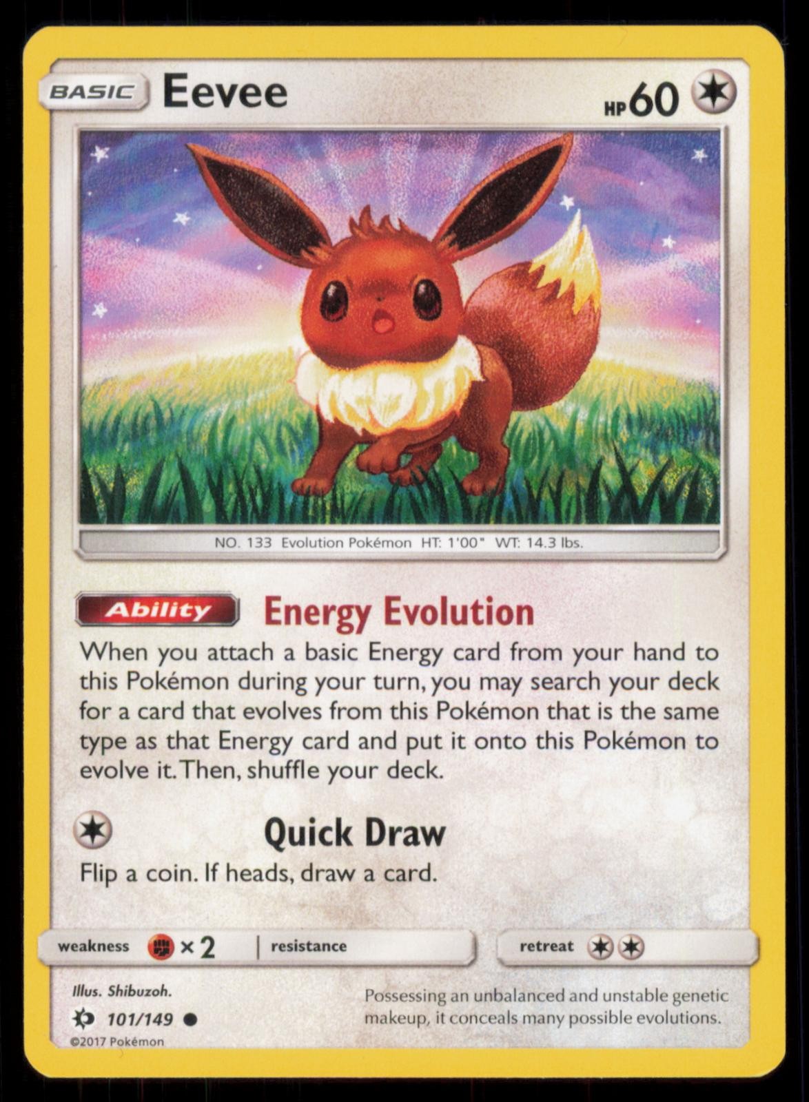 Eevee 101/149 Common SM Base Set Pokemon TCG NM