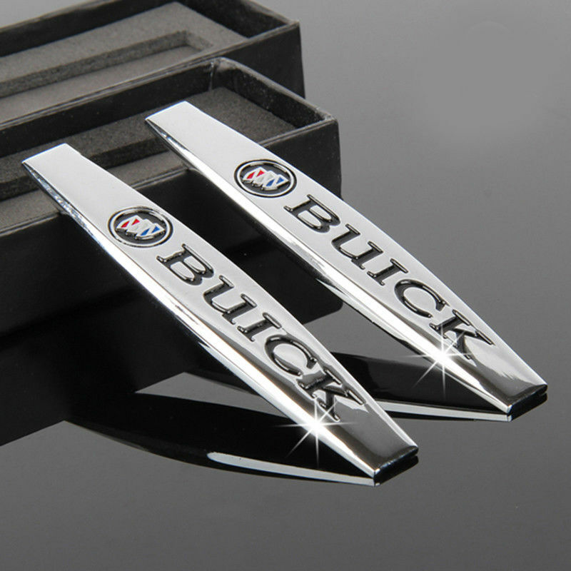 For 2PCS BUICK Chrome Luxury Car Body Fender Metal Emblem Badge Sticker Decal
