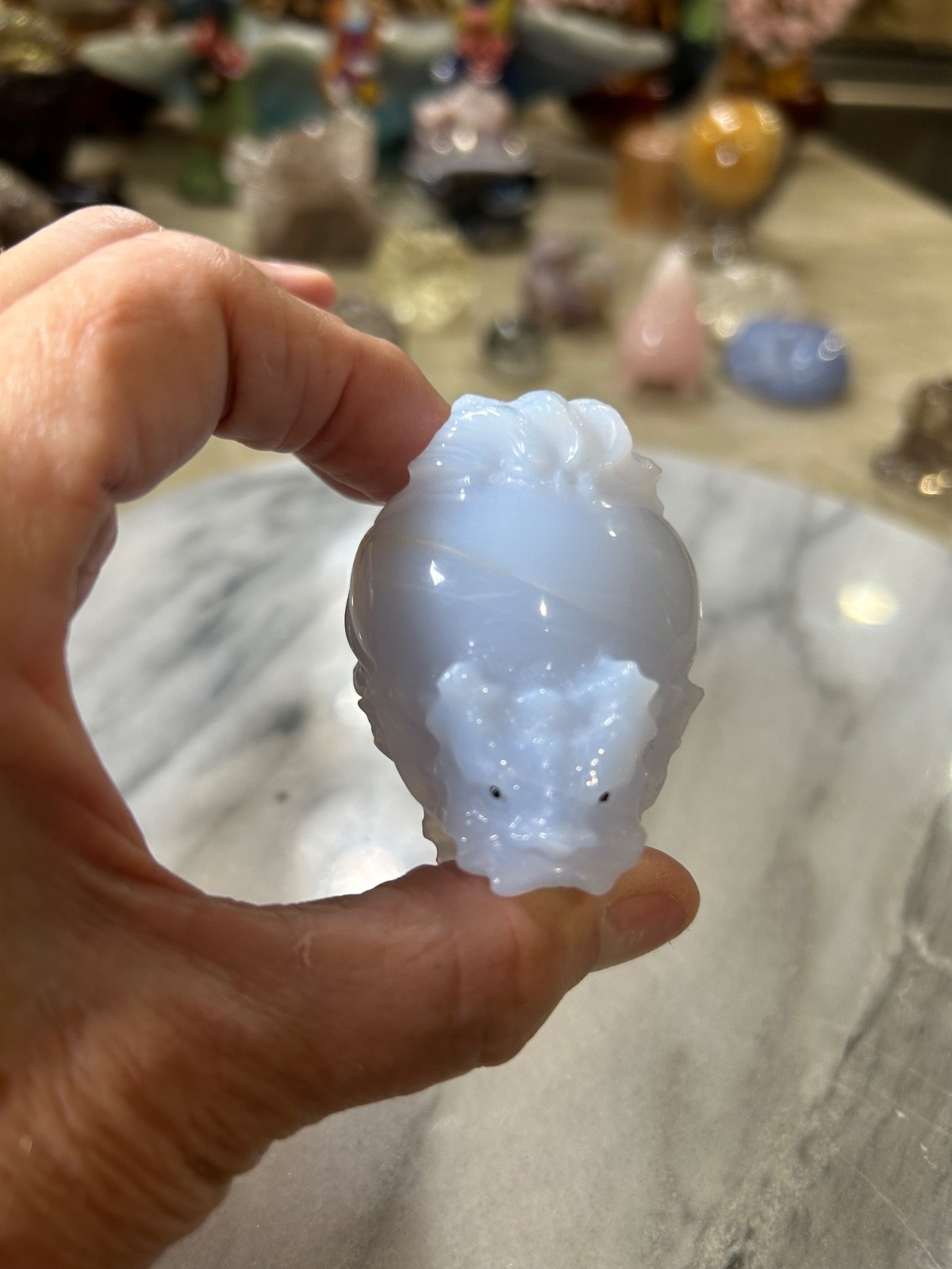 Blue Chalcedony Dragon Turtle Carving