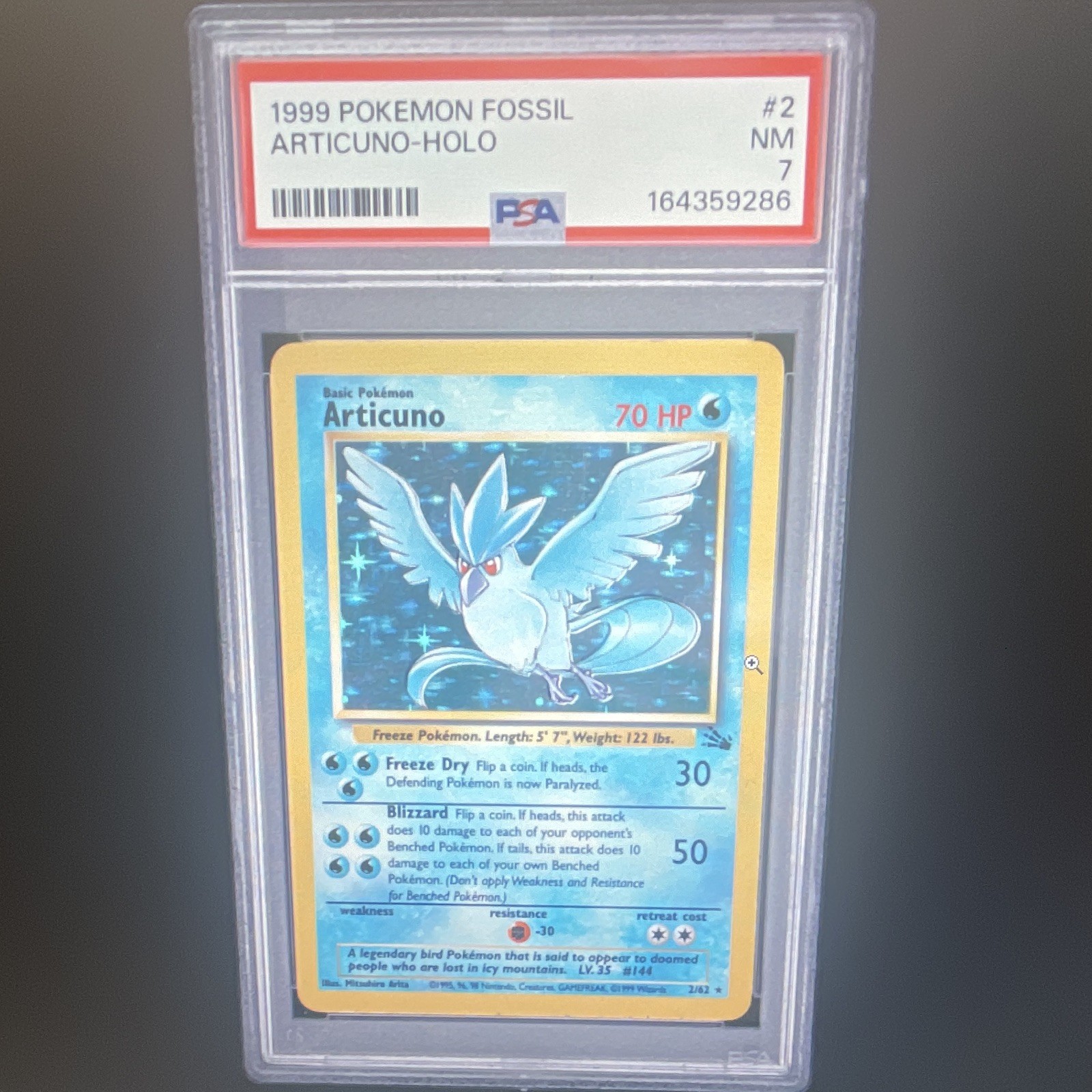 1999 Pokémon Fossil Articuno Holo #2/62 PSA 7 - Cert 164359286