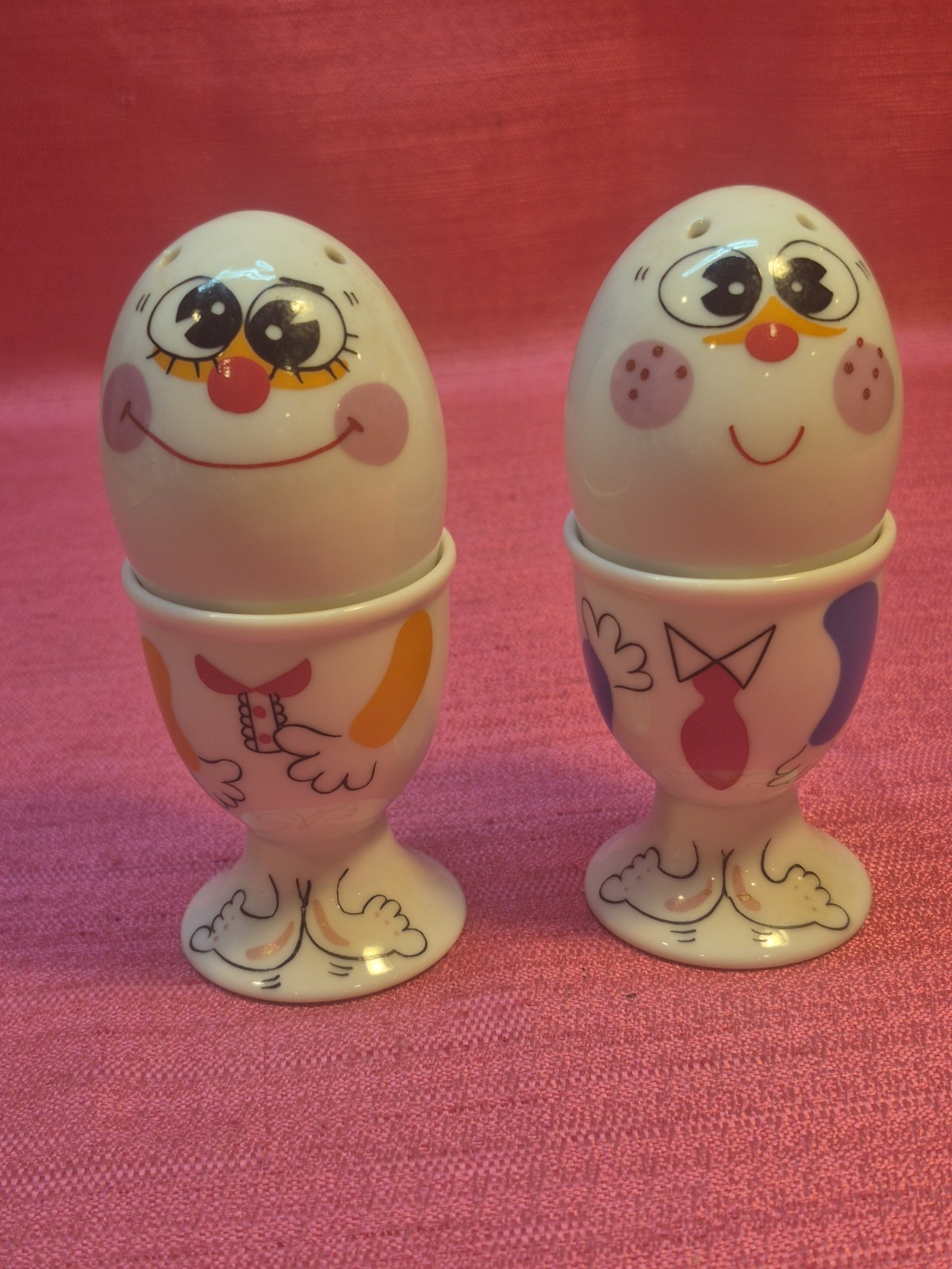 Vintage Papel 1976 Mug People Egg Cup Salt and Pepper Shakers Japan Novelty
