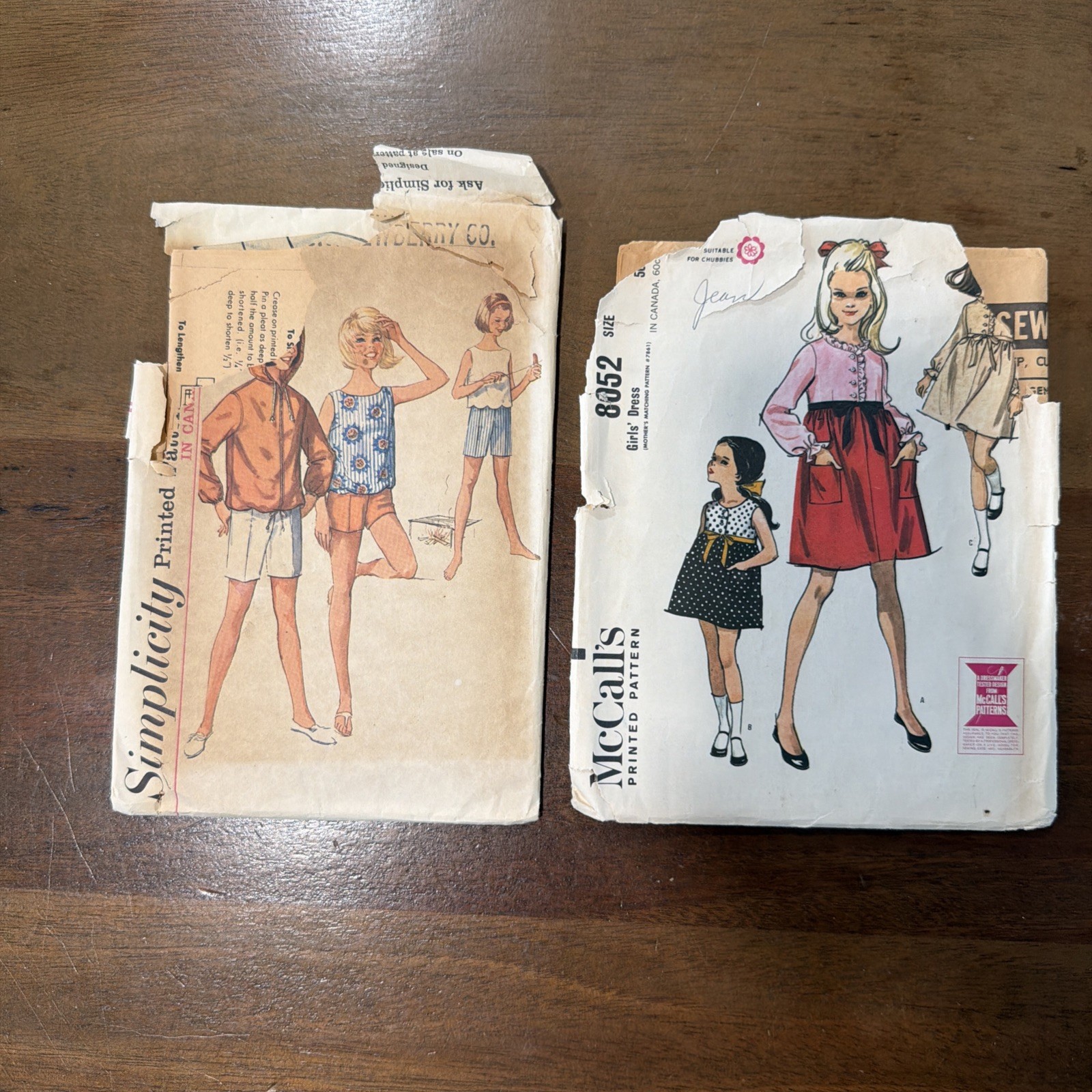 2- Vintage 1965 Girls Sewing Patterns