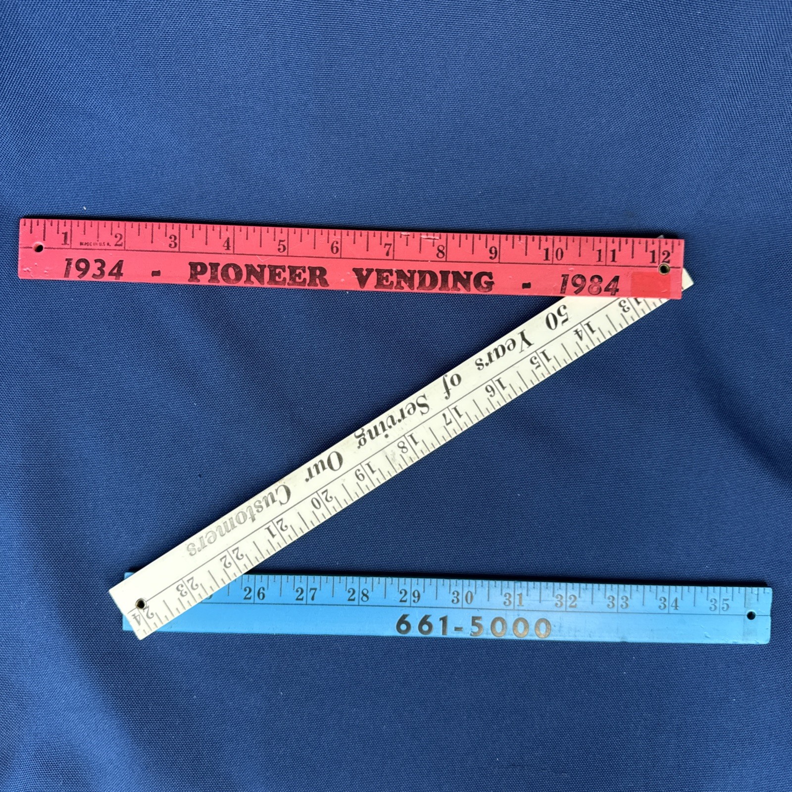 Vintage 1984 Pioneer Vending Advertisement Ruler Yard Stick Cincinnati Ohio