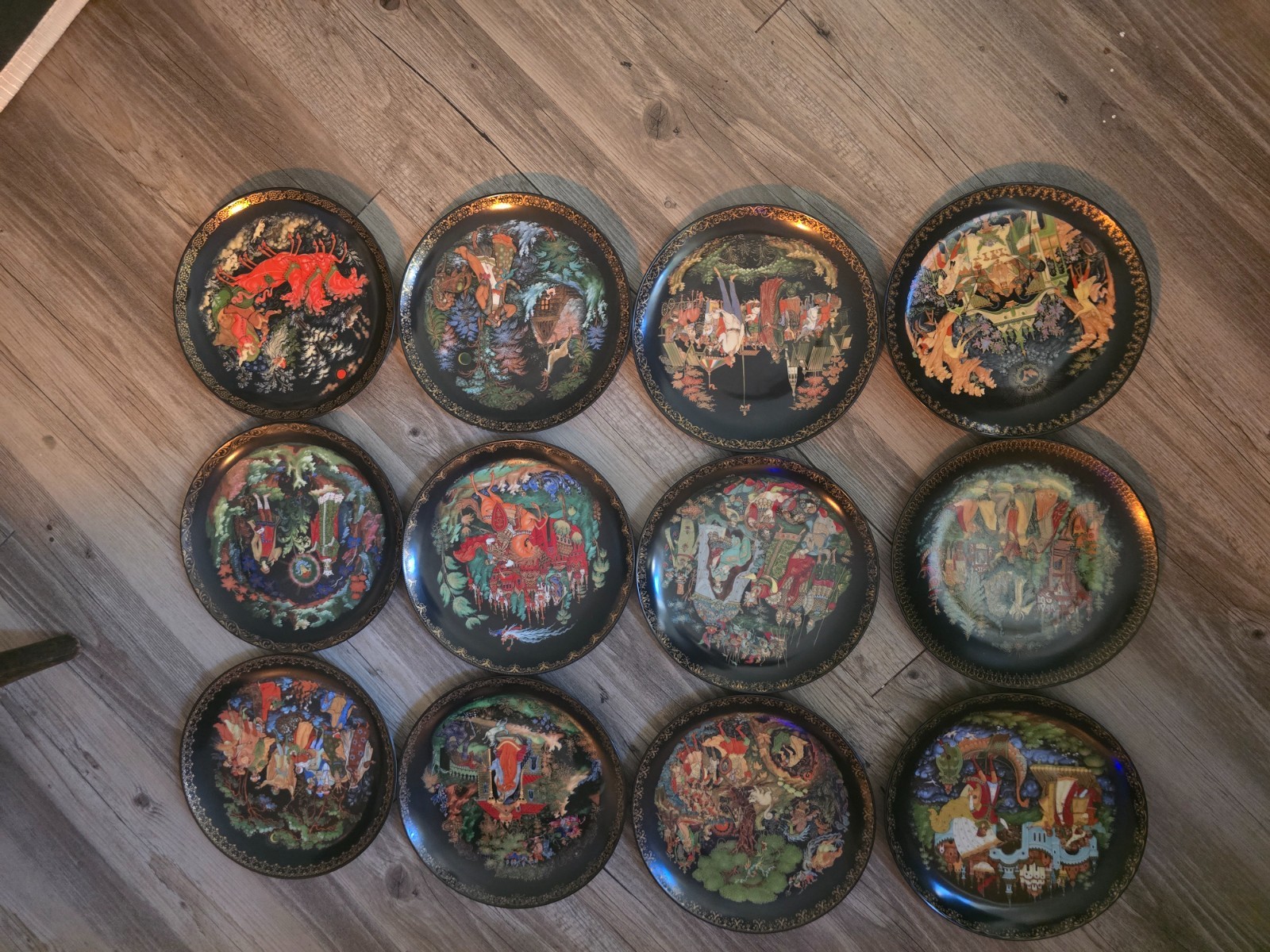 Complete Set 12 Russian Legends Fairy Tale Series Collector\'s Plates Tianex