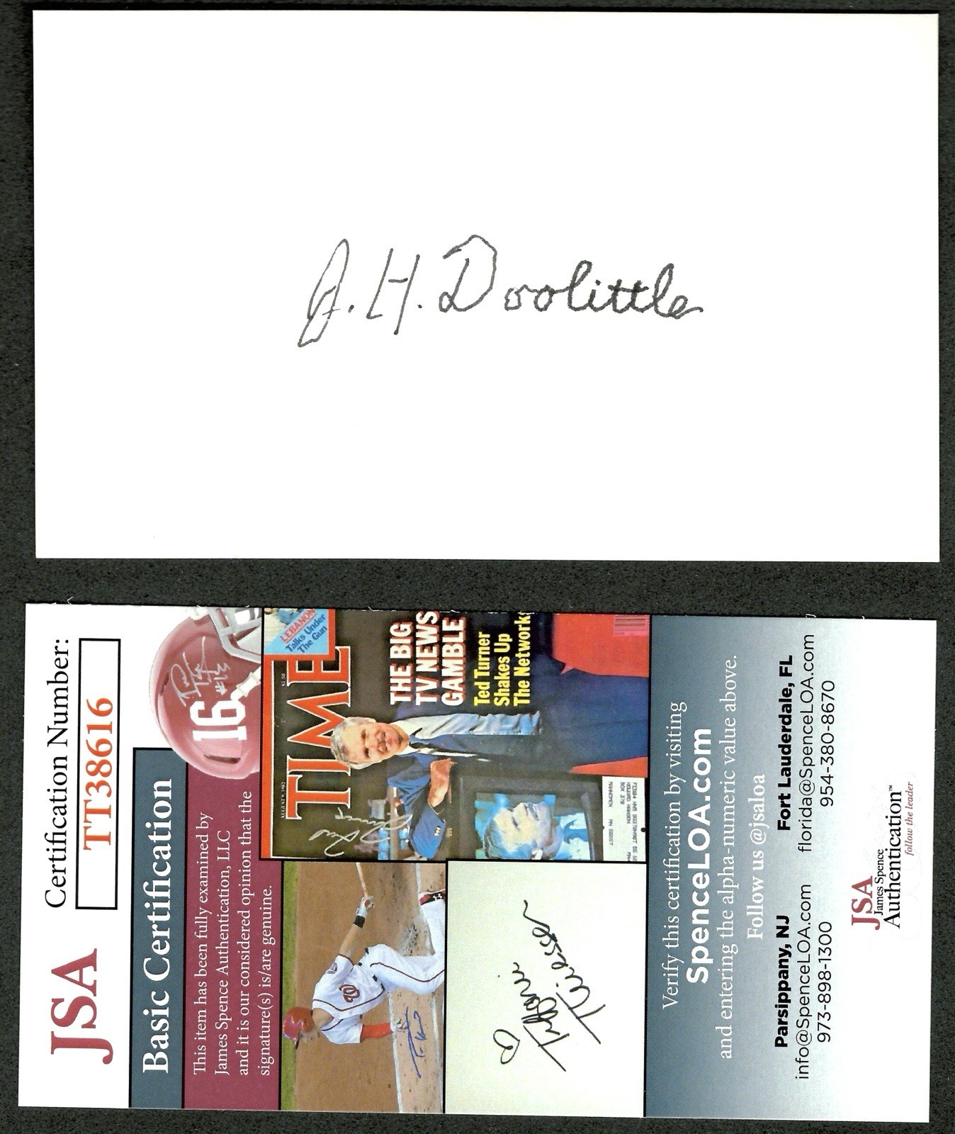 James Jimmy Doolittle Signed Autographed Vintage 3x5 Card JSA Cert WW2 Raiders