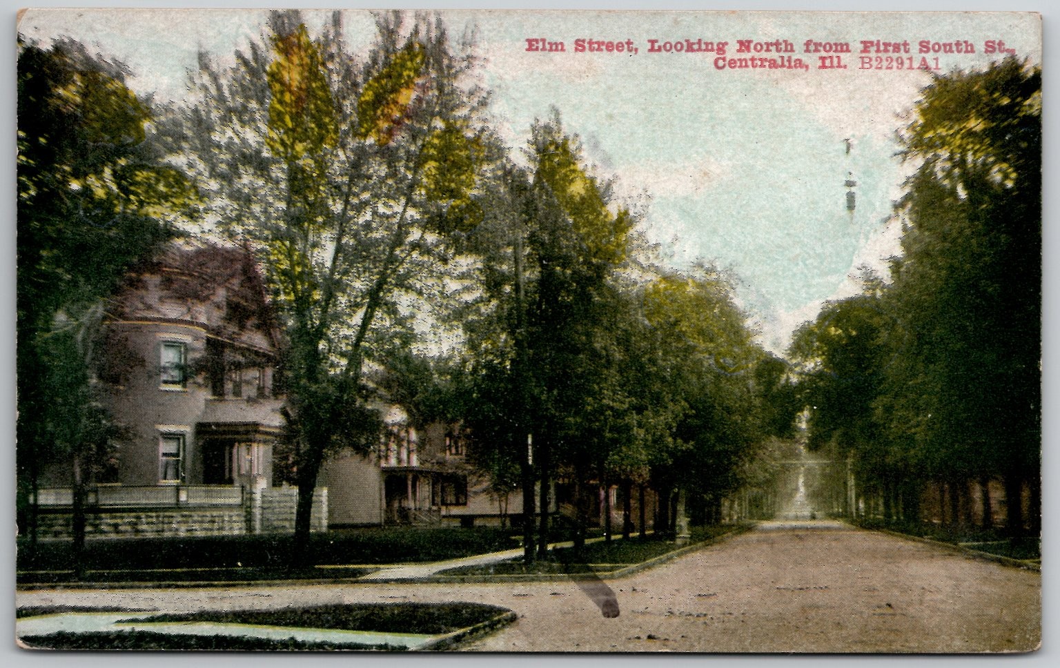 Elm Street Centralia, Illinois Postcard c.1910s J.H. Zimmerman & Co.