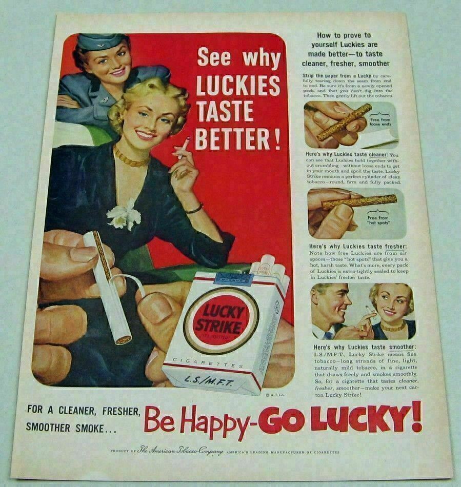 1952 Print Ad Lucky Strike Cigarettes Lady Soldier WAC Smoking