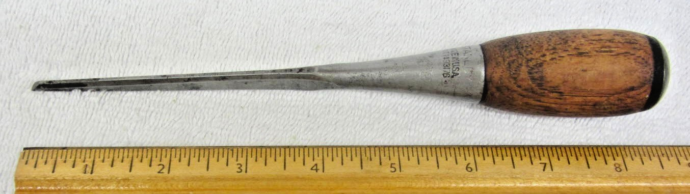 Vtg 1920s Stanley Everlast Chisel Perfect Wood Handle UNUSUAL 1/8\