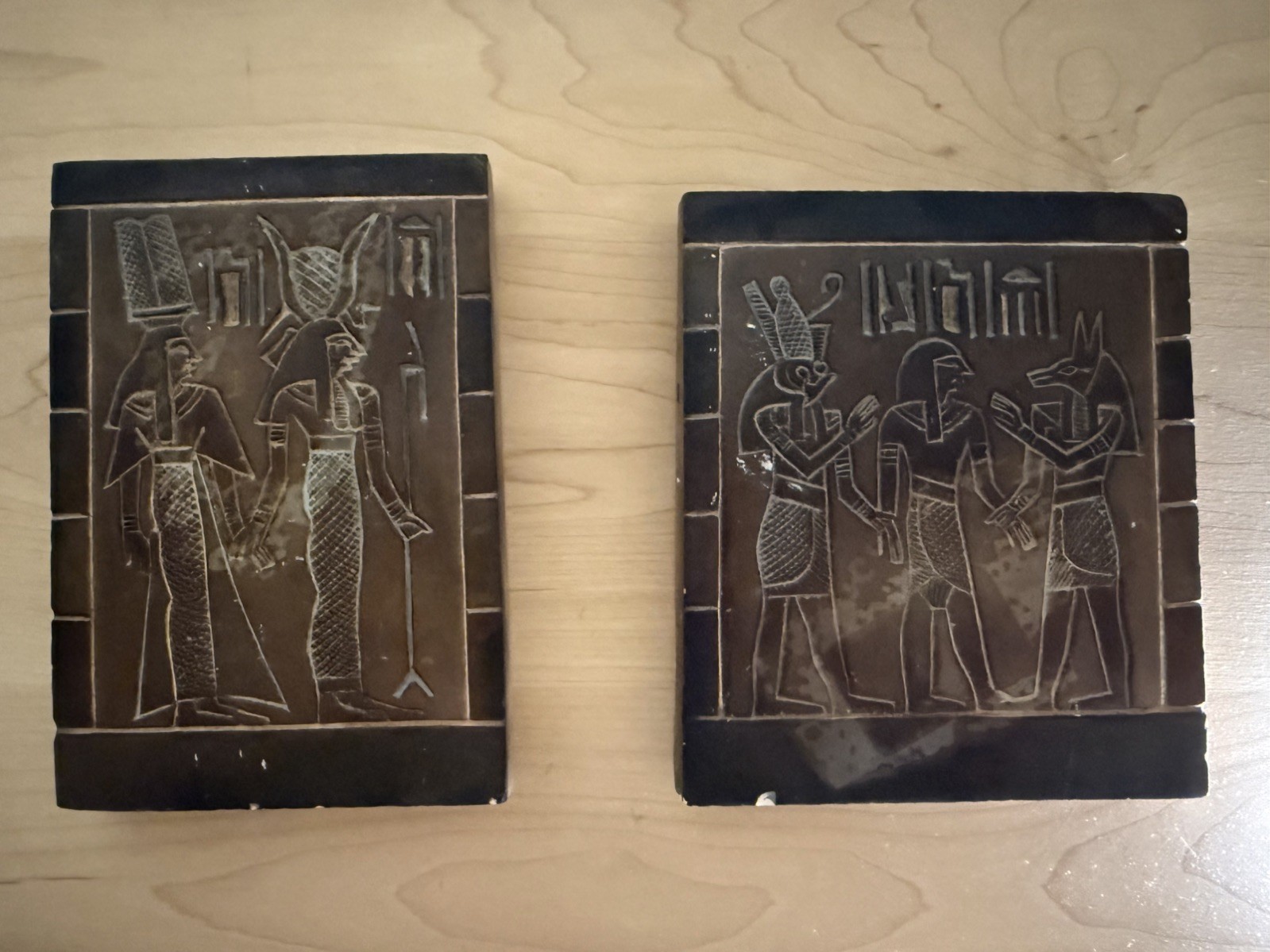 UNIQUE ANCIENT EGYPTIAN ANTIQUITIES Stela Stelae Heavy Stone Set of Two