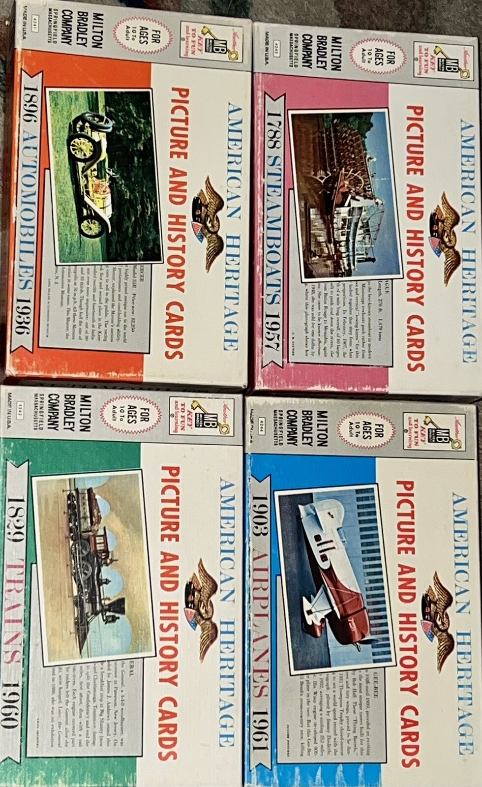1961 American Heritage Steamboats Trains Cars Planes Pictures and History Cards