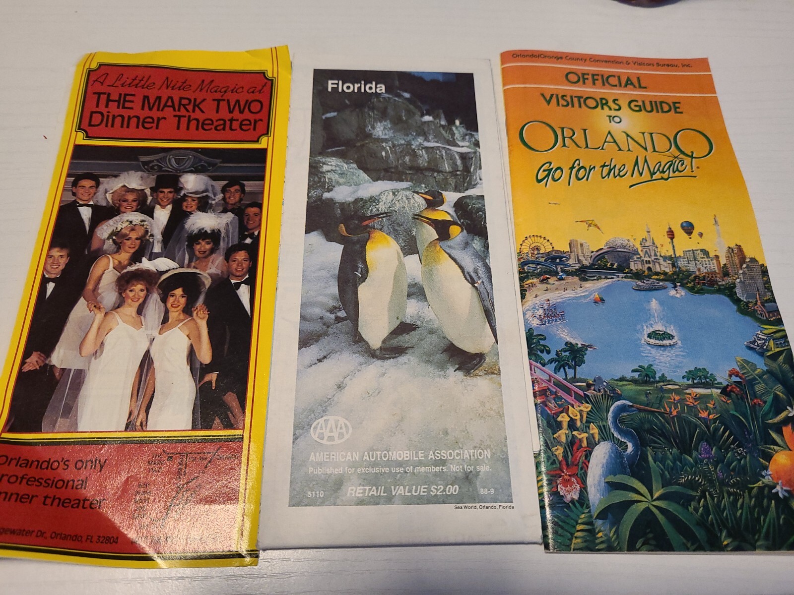 Vintage Lot 3 Orlando Florida travel Items Visitors Guide Map Advertising
