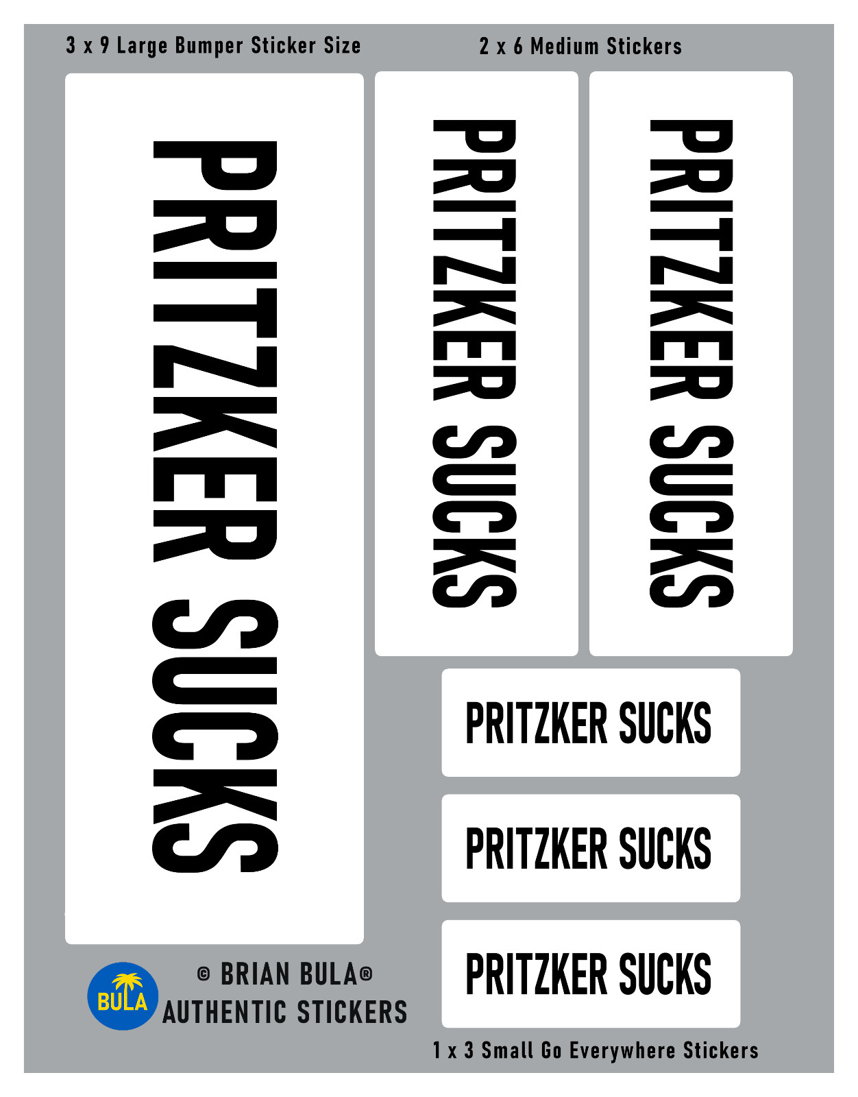 Pritzker Sucks Sticker Sheet Deals Anti JB Pritzker Stickers white