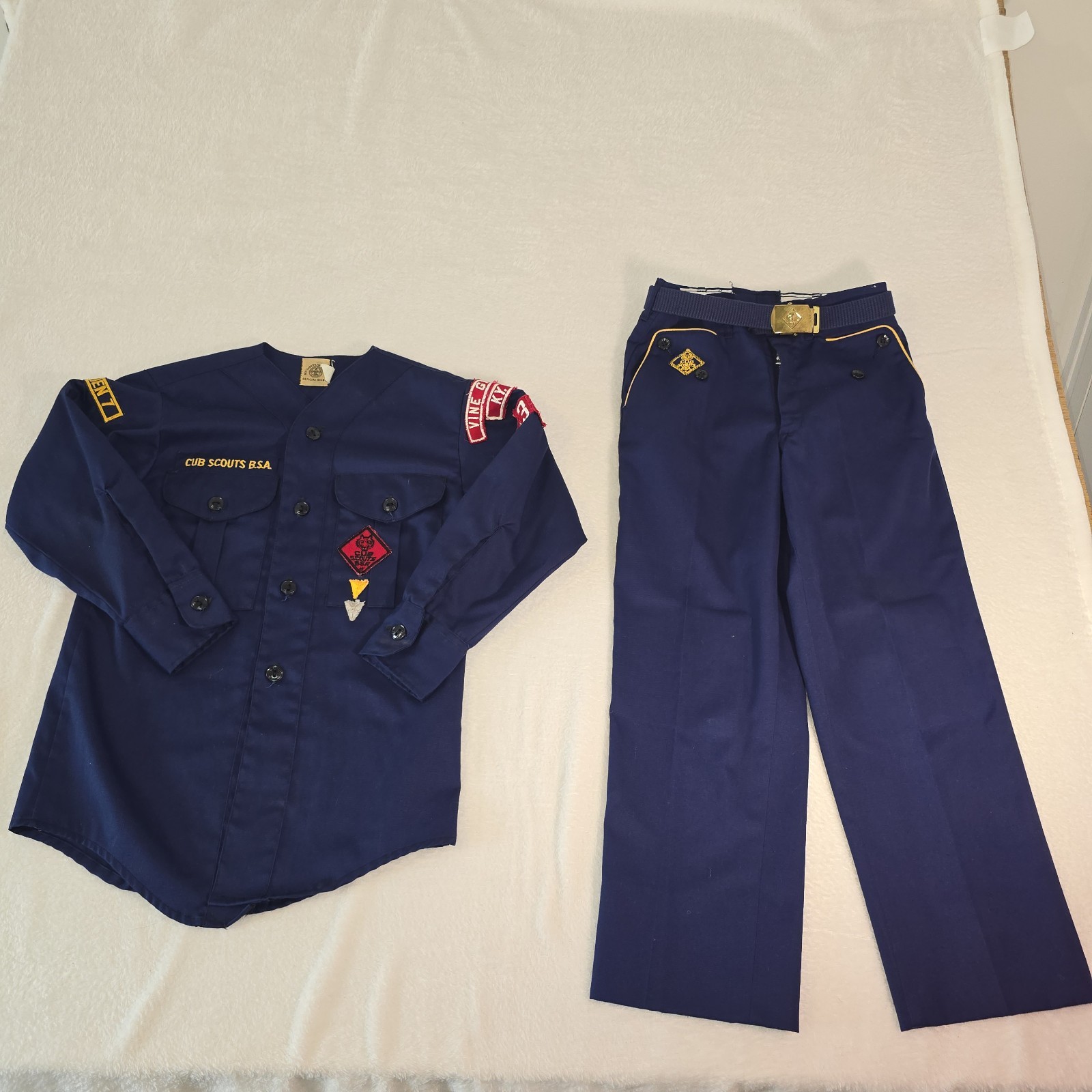 Vtg 1950s-1960s Cub Scout Uniform Set Shirt Pants Belt Pack 134 Vine Grove KY 