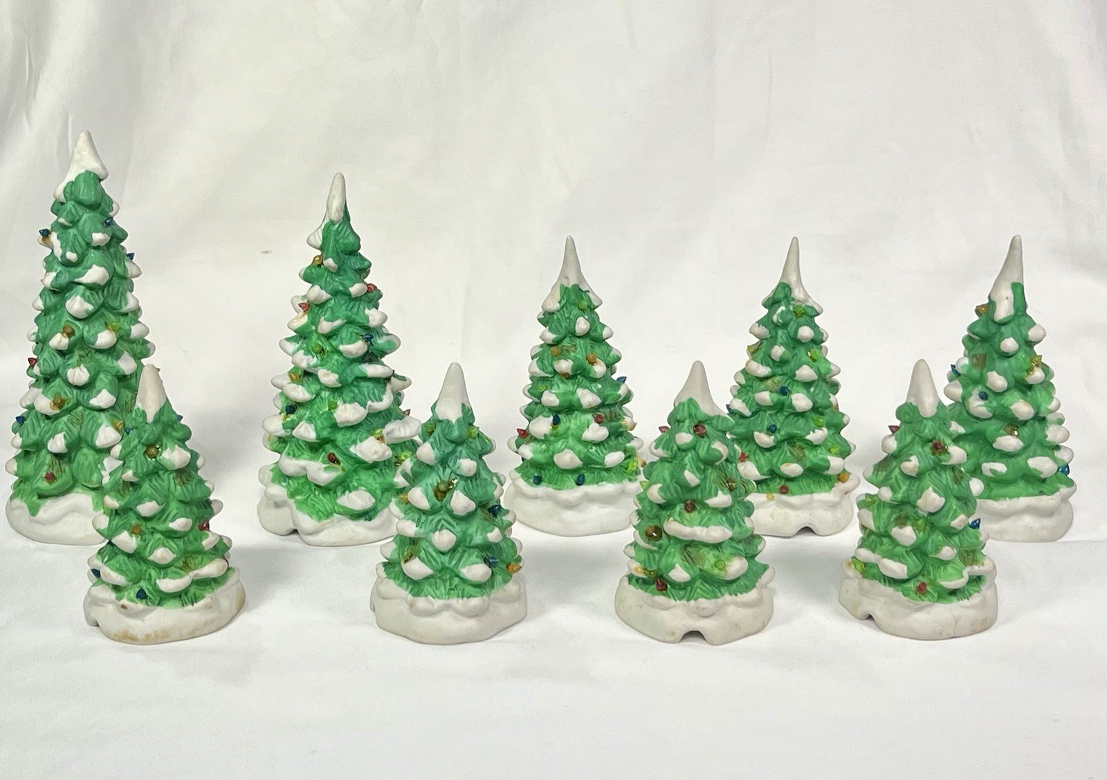 Vintage 1994 Lemax Porcelain Christmas Tree Lot of 9