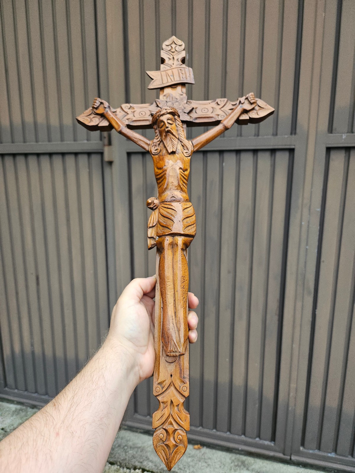 Vintage wood crucifix cross 1960