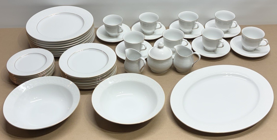 China Set For 8 ~ 47 Pieces Nikko White Lace Platinum Patra Fine Porcelain