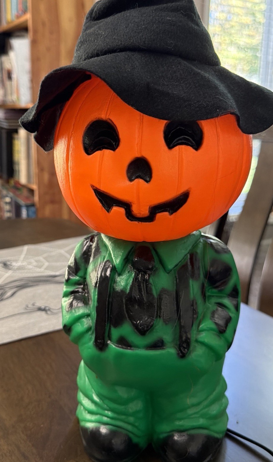 Halloween Mr. Blinky Farmer Pumpkin Head Boy Blow Mold 13\