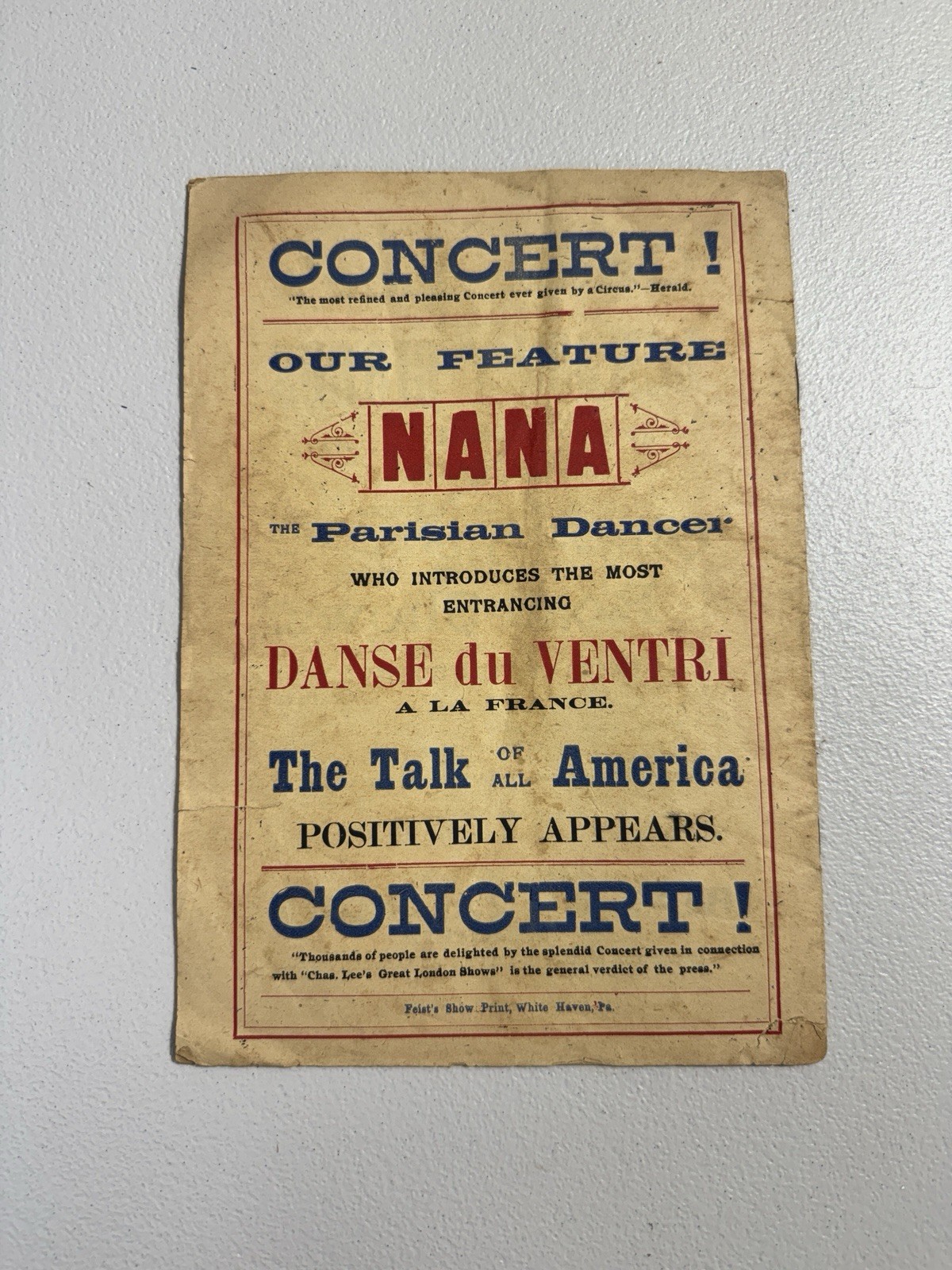 Antique 1890s Chas Lee’s London Circus Clown Songster Booklet 25¢ Ephemera