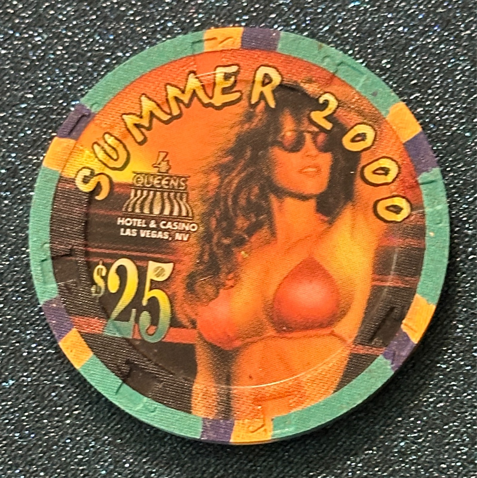 $25 Four Queens Summer 2000 #3 Casino Chip Las Vegas NV