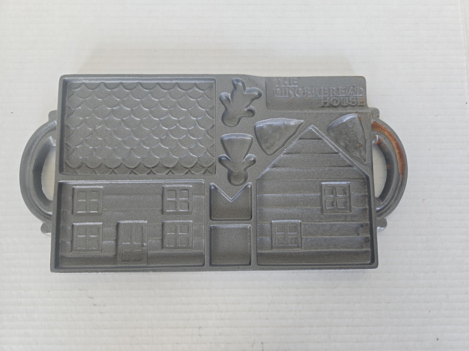 Vintage 1985 The Gingerbread House John Wright Cast Iron Mold Baking 2 Sided USA