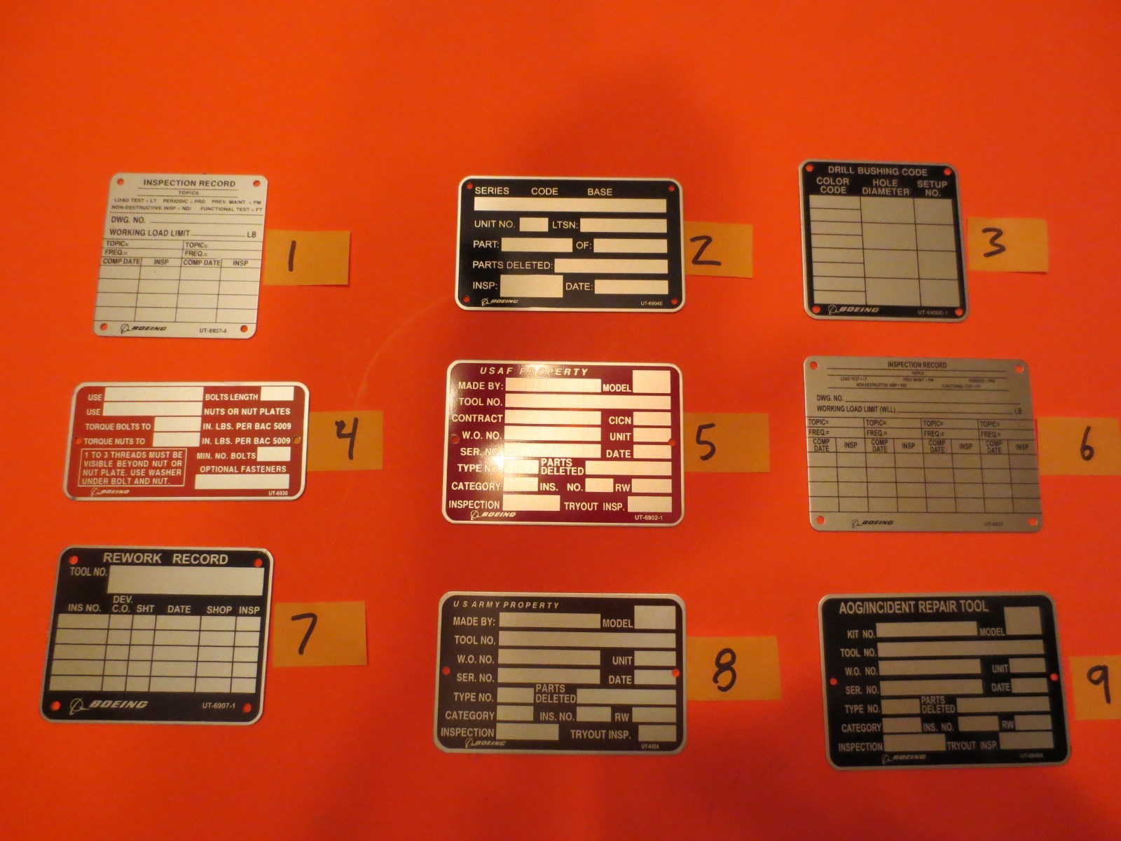 PICK WHICH ONE Boeing Aircraft Co UT Tool Tag Metal Plate