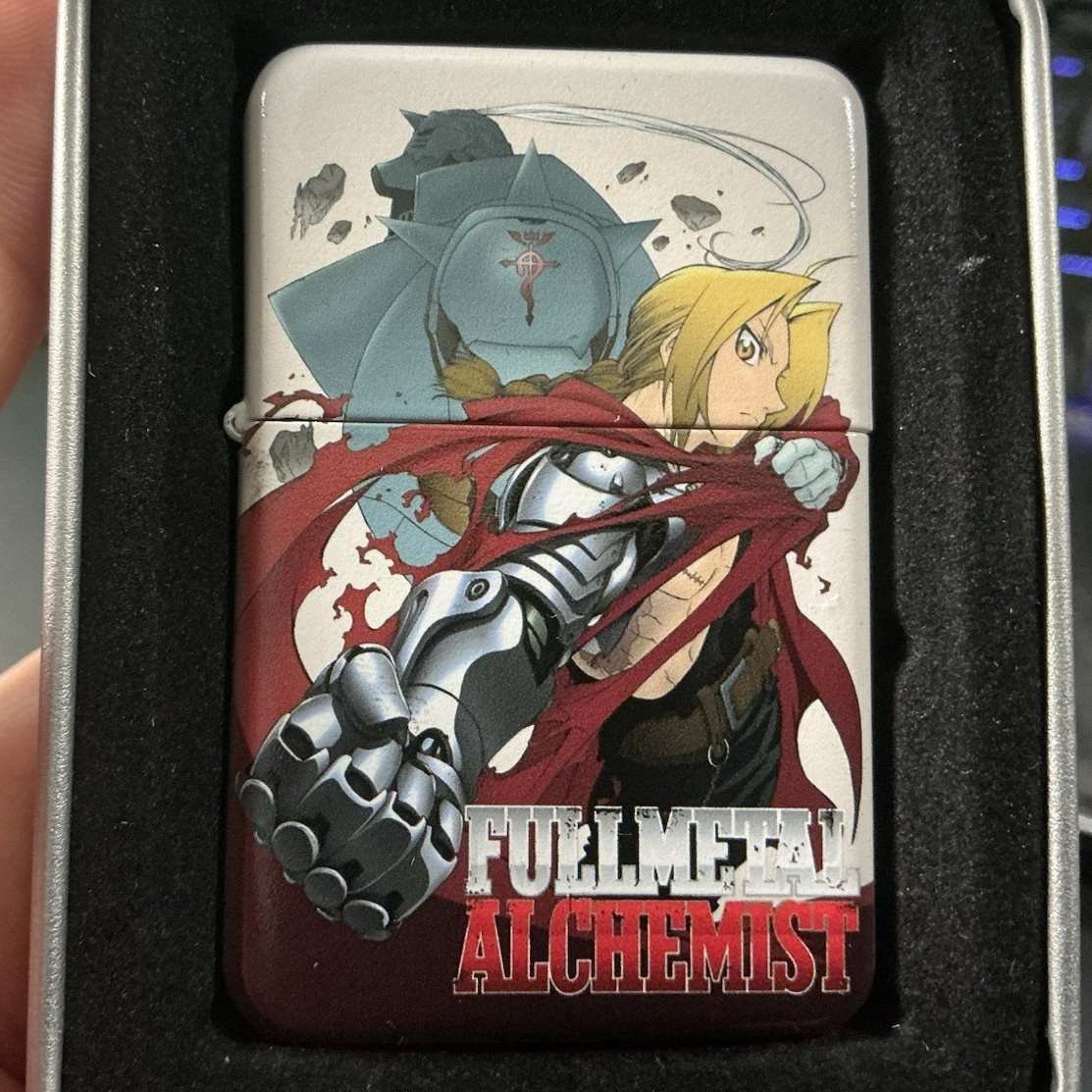 Fullmetal Alchemist Anime Graphic Windproof Flip-Top Lighter Metal White
